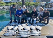 Fishing group with halibut and salmon